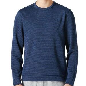 Under Armour Storm SweaterFleece Crew Golf Pullover Navy Blue Stripes Medium